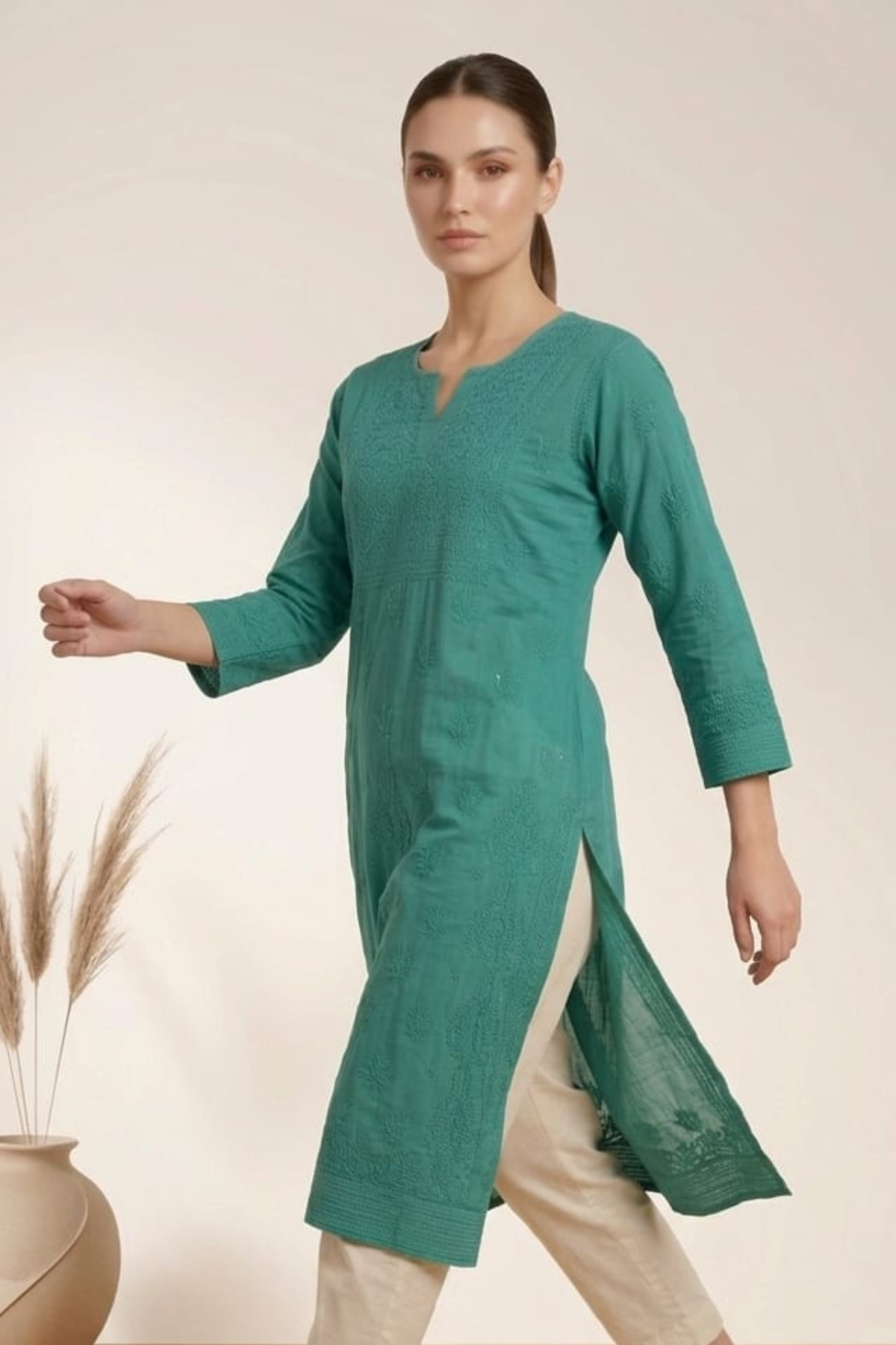 Premium Pure Chanderi Mukesh Handwork Kurti