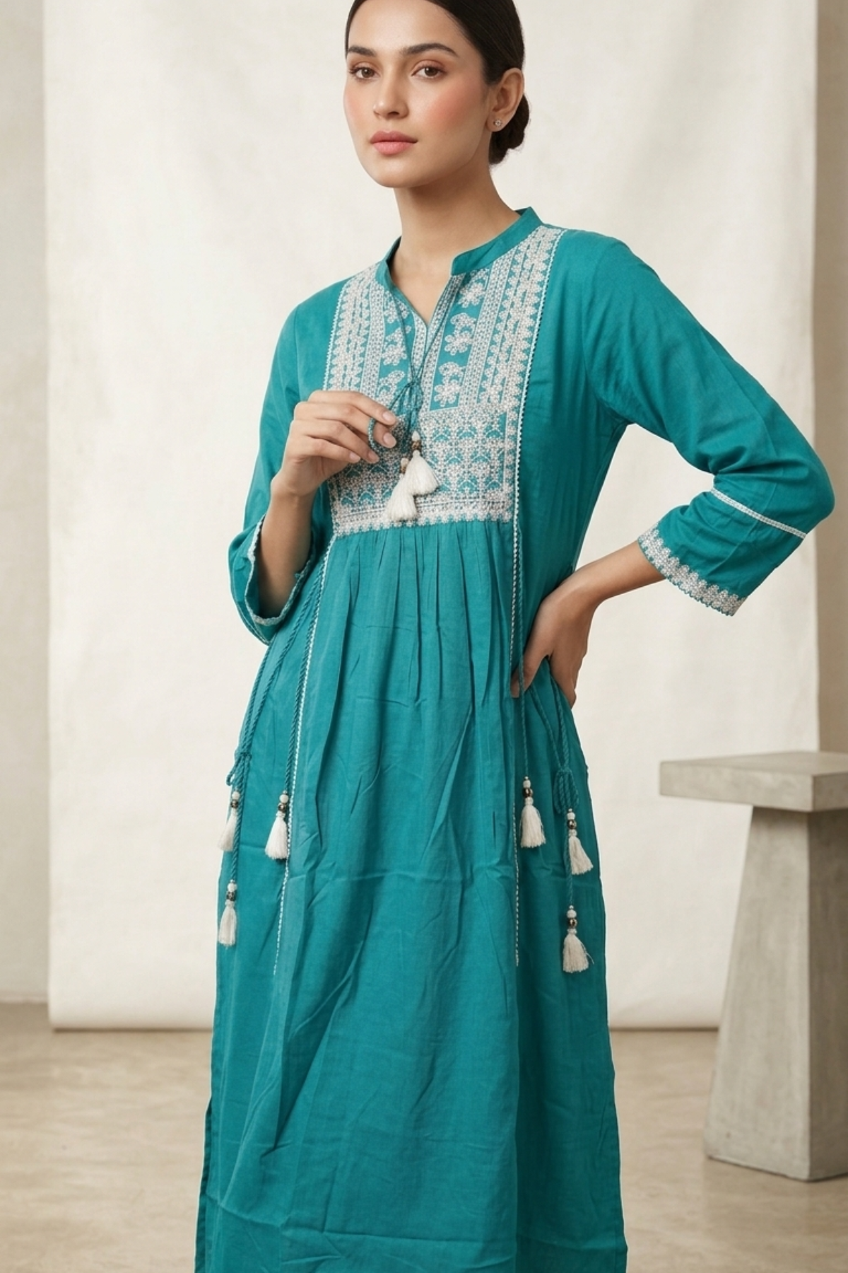 Cotton Front work Kurti