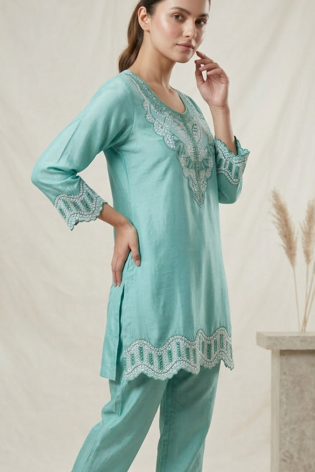 Muslin Embroidery Co-ord Set