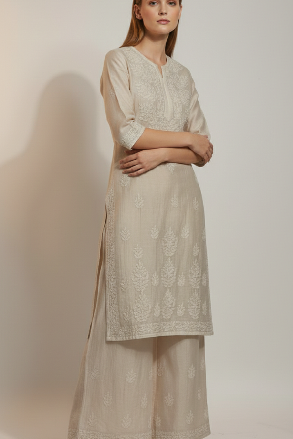 Pure Mal Chanderi Handwork Plazo Set With Inner