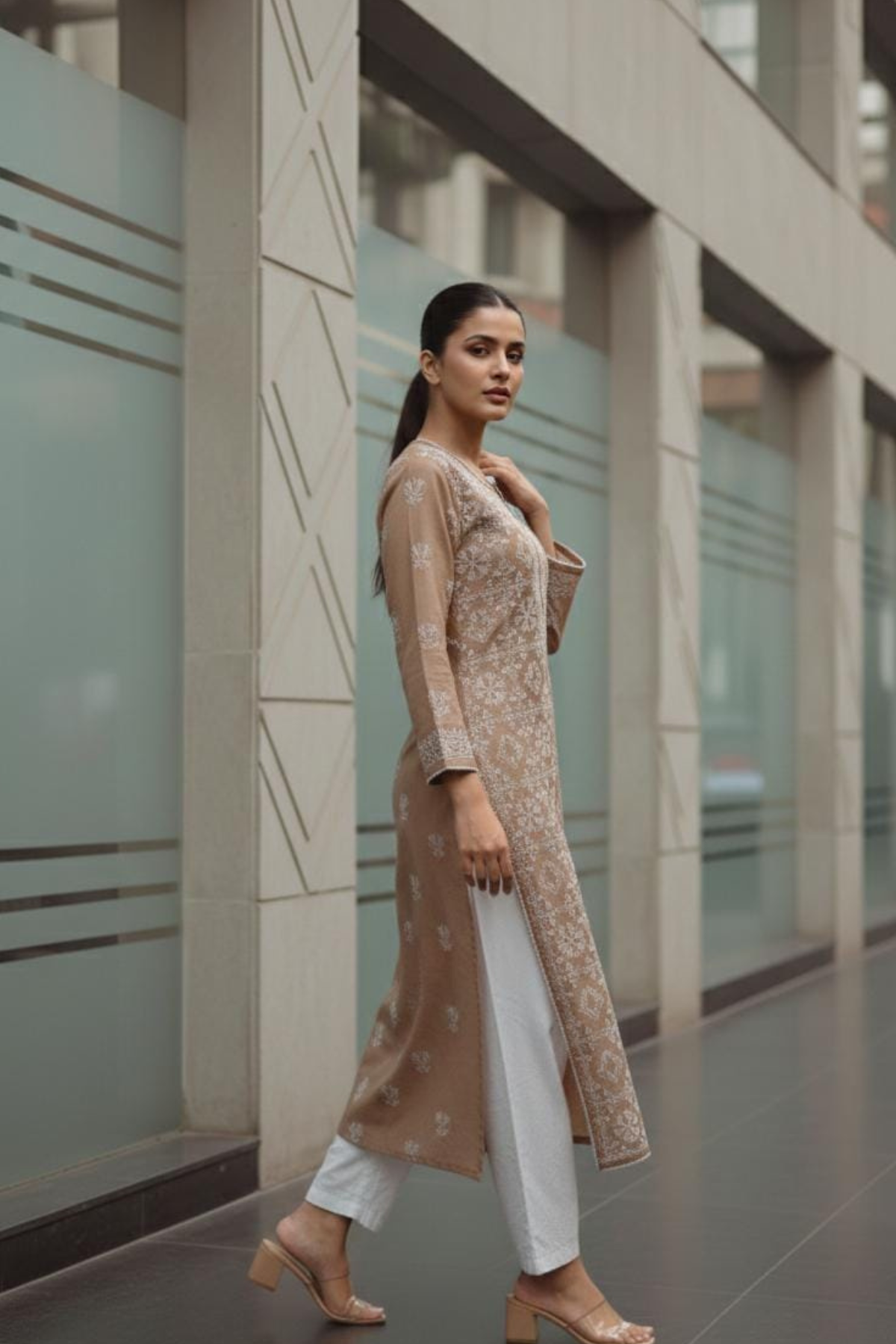 Premium Malmal Jaal Net Handwork Kurti