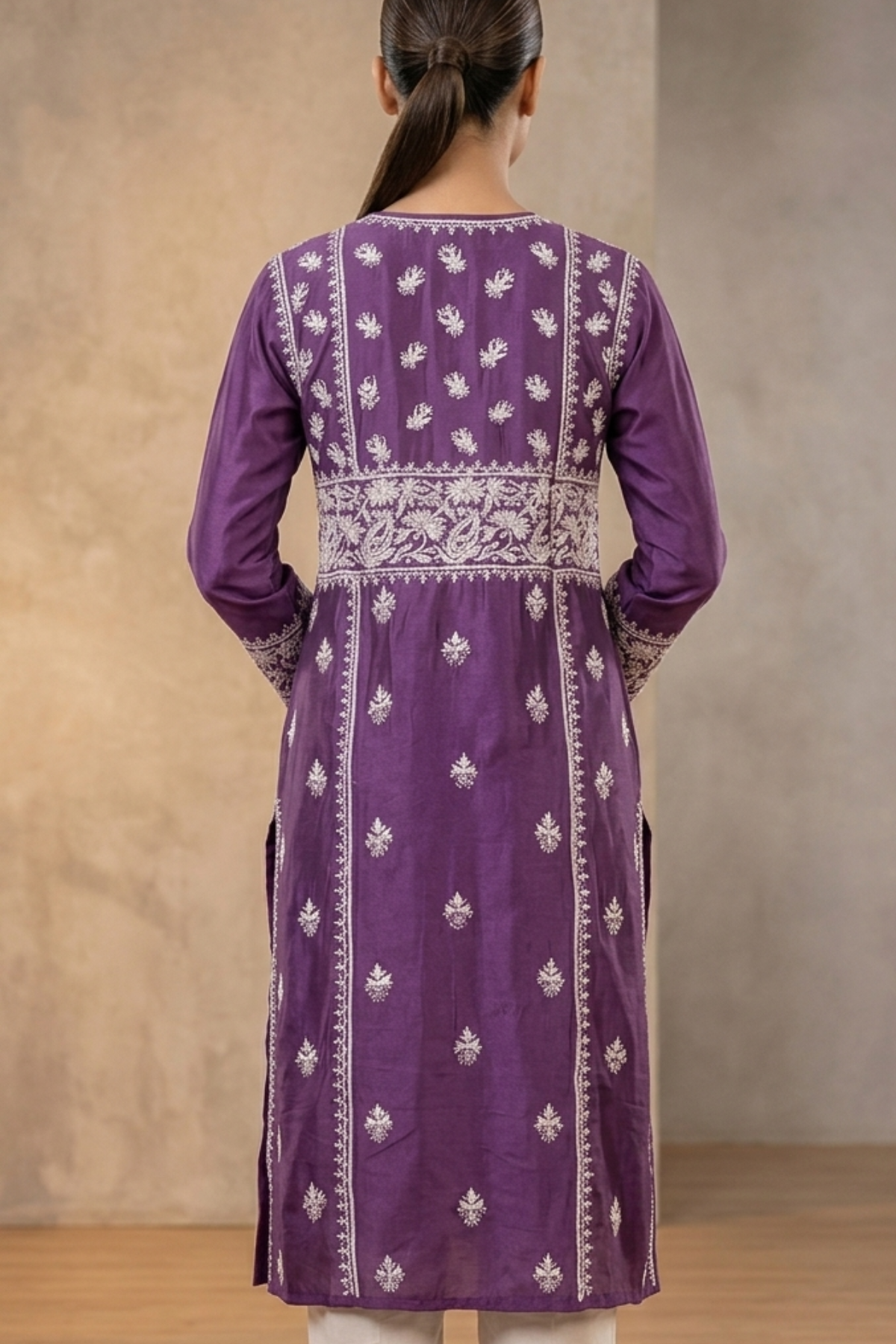 Heavy Viscose Chanderi Handwork Kurti