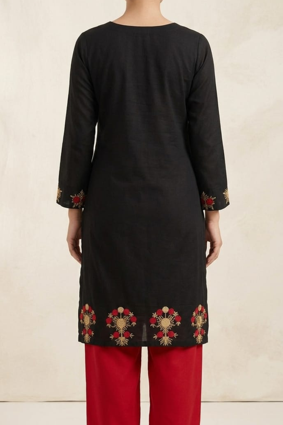 Embroidered Muslin Long Kurti