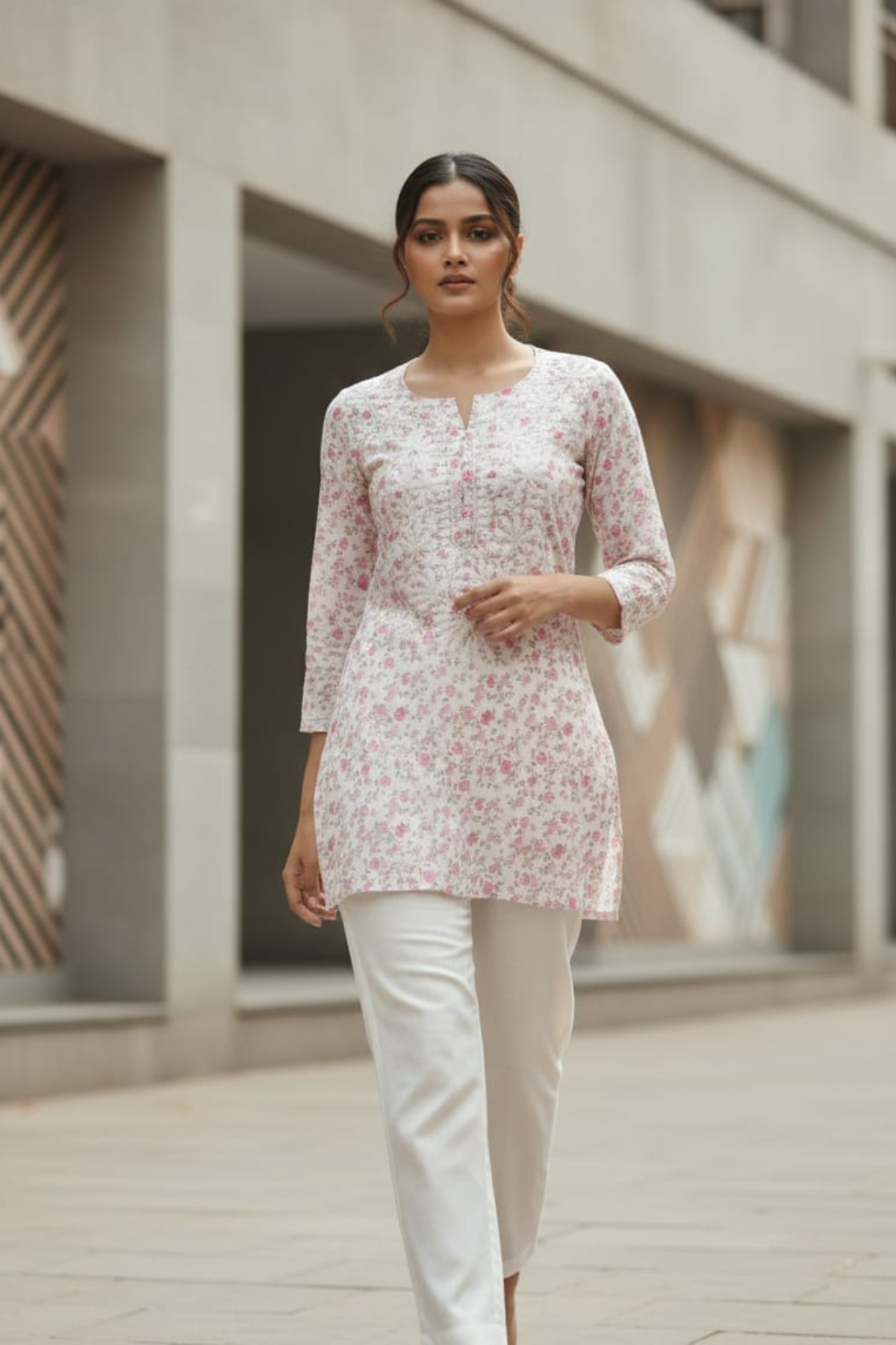Flower Print Mal Short Kurti