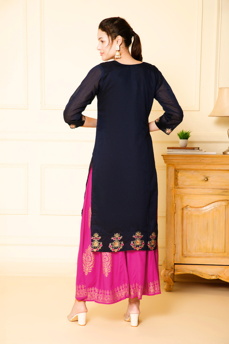 black chanderi kurti