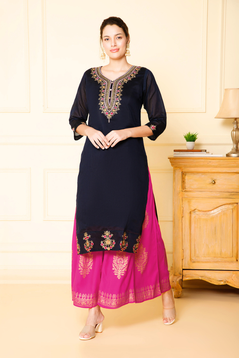 black chanderi suit design