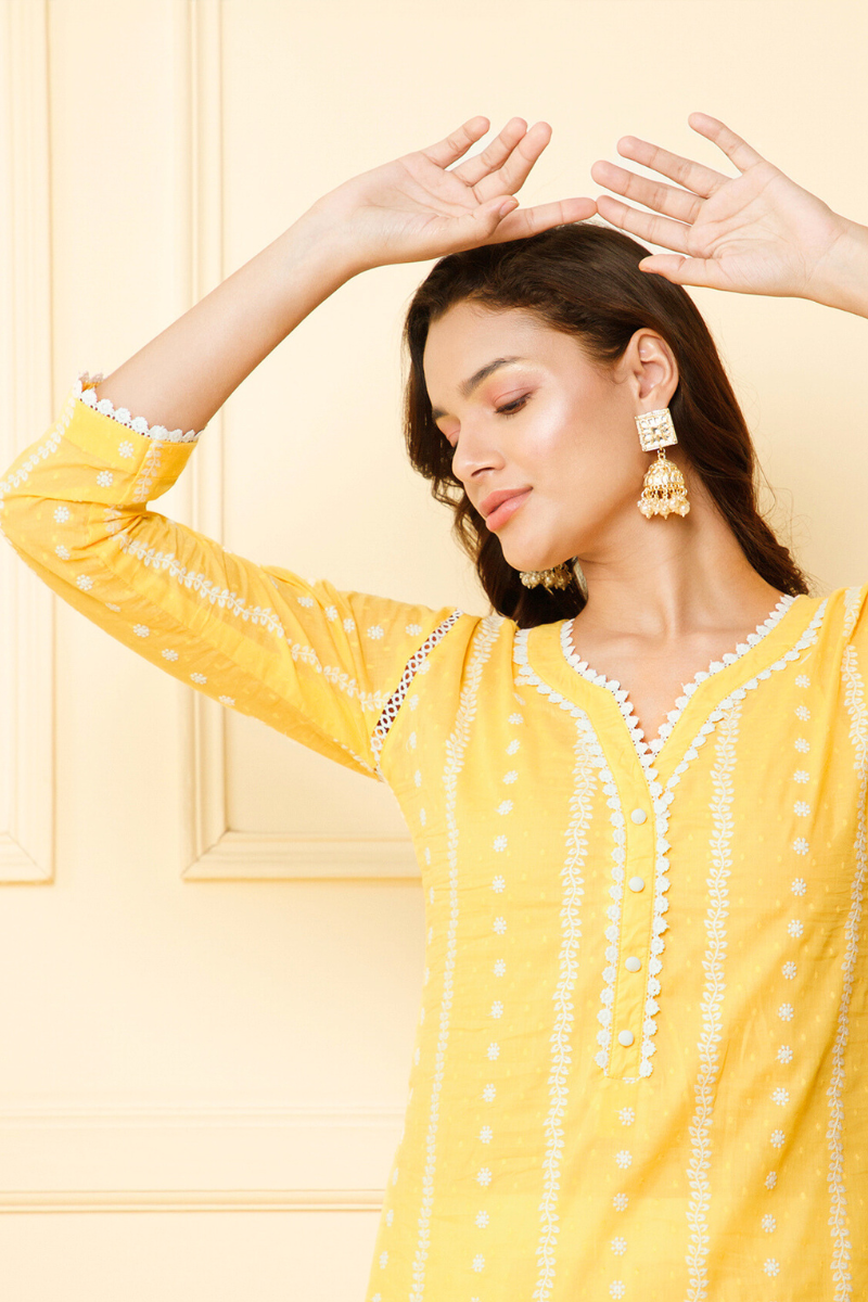 pineapple floral kurti cotton