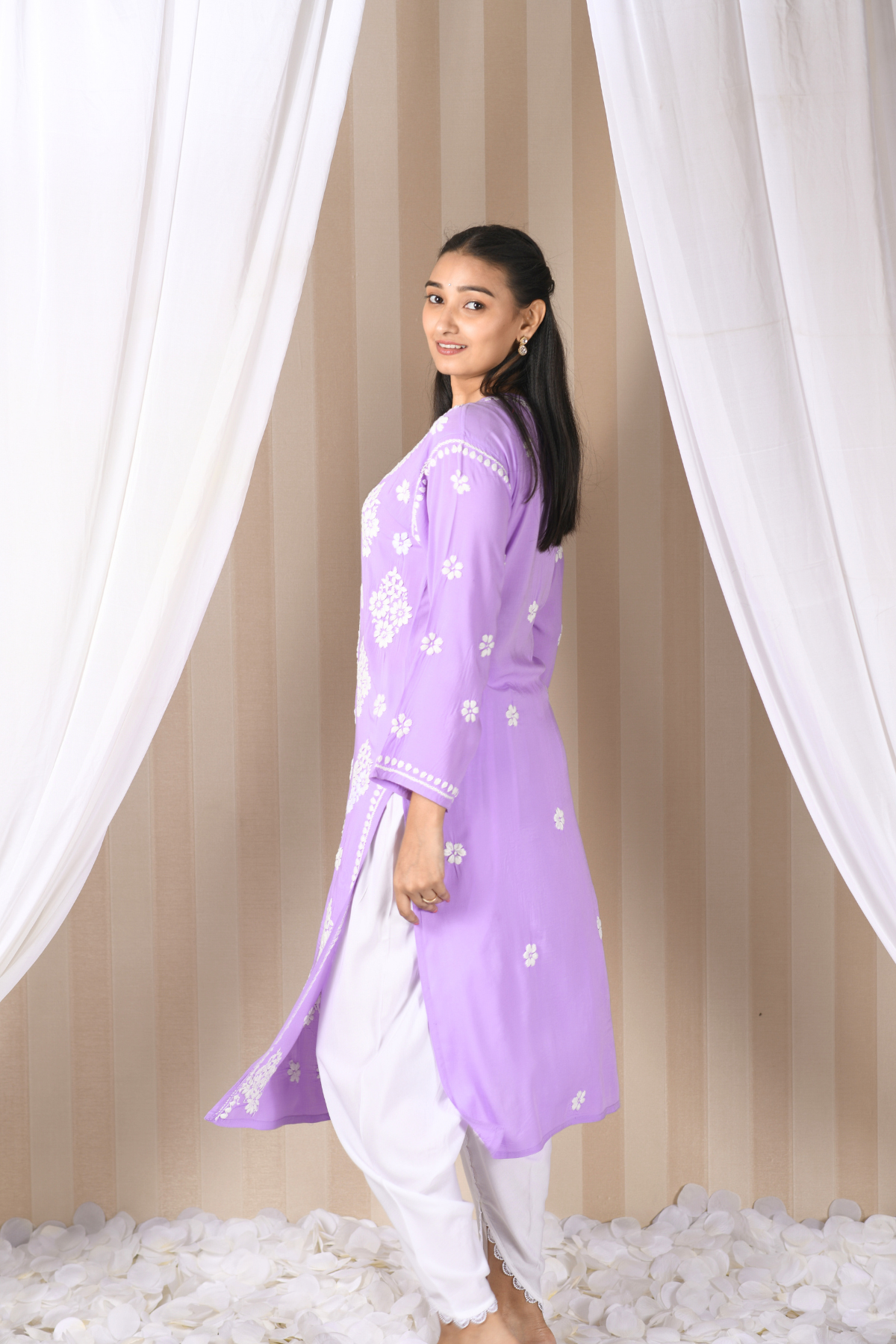 purple colour kurti combination