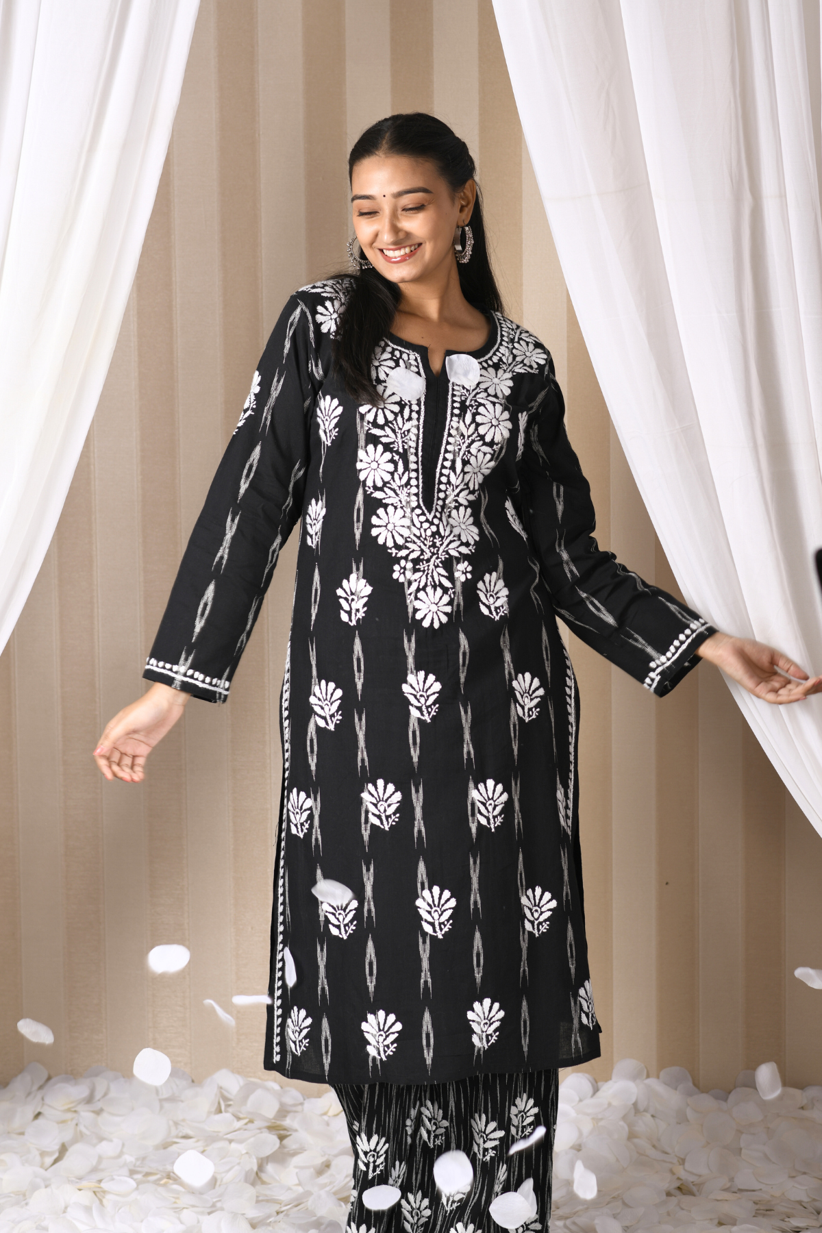 rayon chikankari kurti plazo set