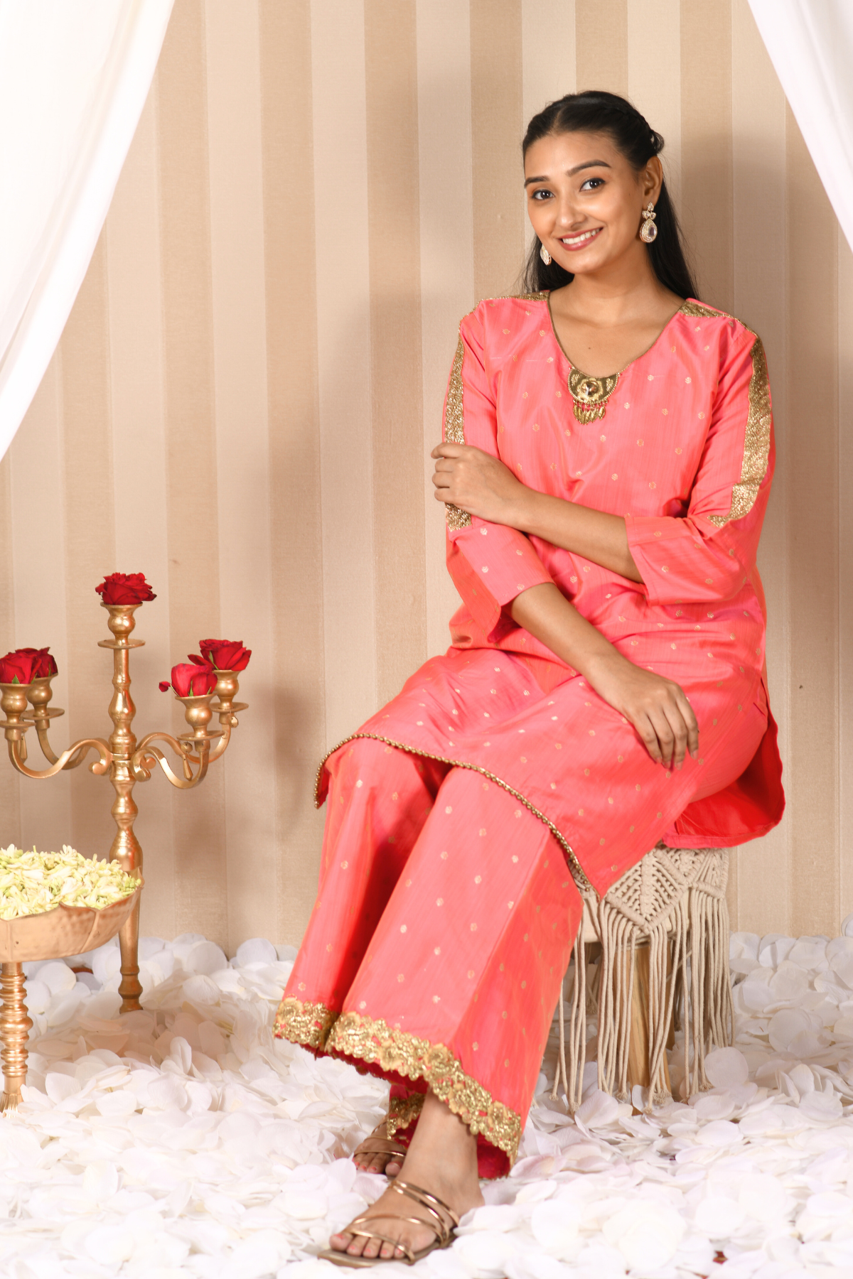 short kurta and sharara set fabric