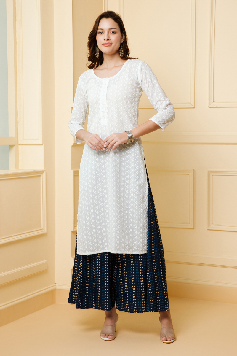 white floral kurti set