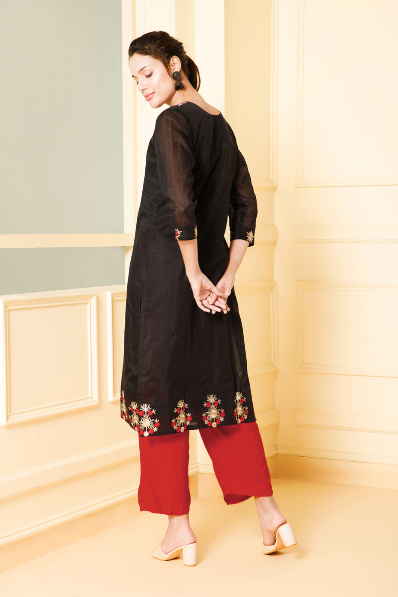 women black chanderi kurti