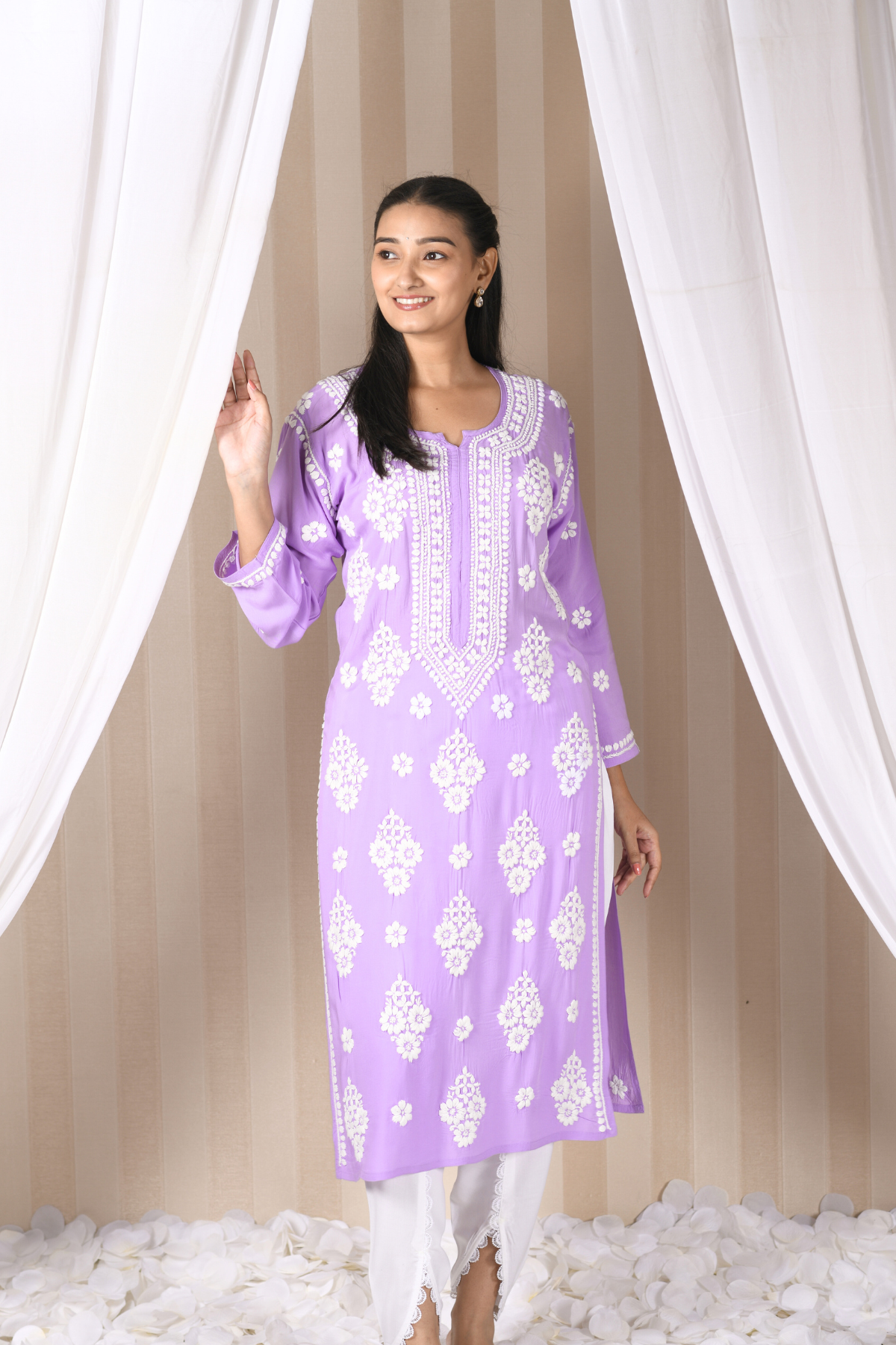 women frosted lilac kurti