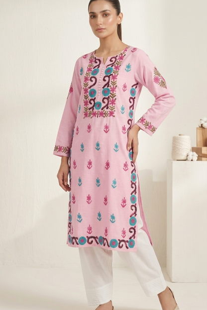 Rayon Multi Thread Kashmiri Work Kurti