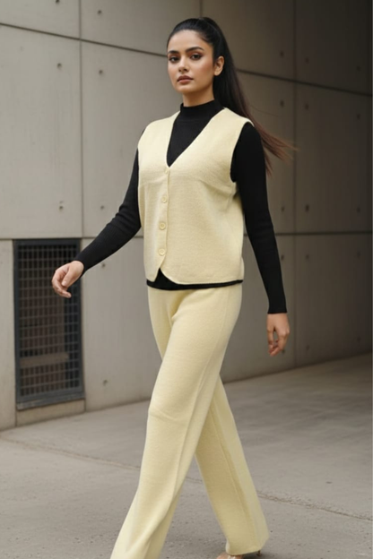 Stretch Knit Waistcoat Co-ord Set | Free Size | Size-Inclusive Fit