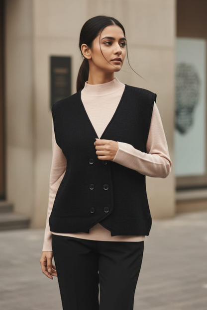 Stretch Knit Waistcoat Co-ord Set | Free Size | Size-Inclusive Fit