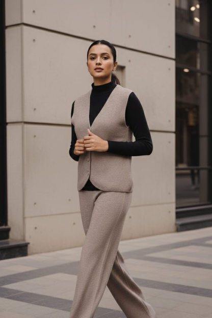 Stretch Knit Waistcoat Co-ord Set | Free Size | Size-Inclusive Fit