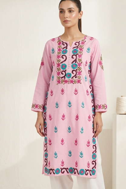 Rayon Multi Thread Kashmiri Work Kurti