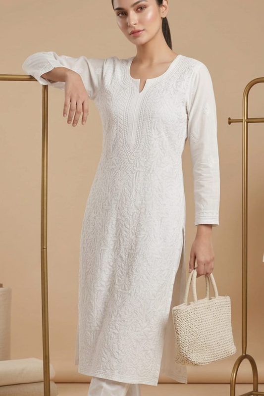 Premium Muslin Jaal Handwork Kurti