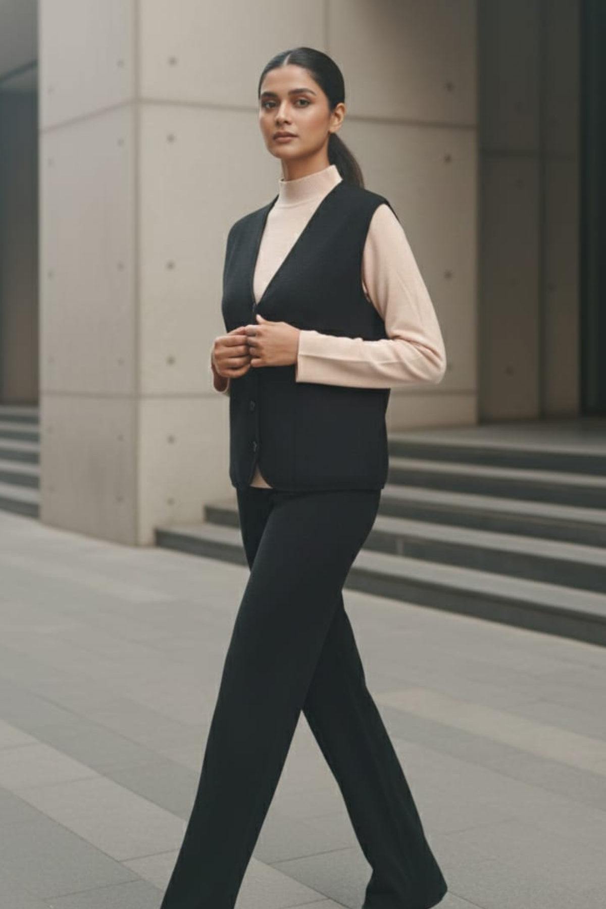 Stretch Knit Waistcoat Co-ord Set | Free Size | Size-Inclusive Fit