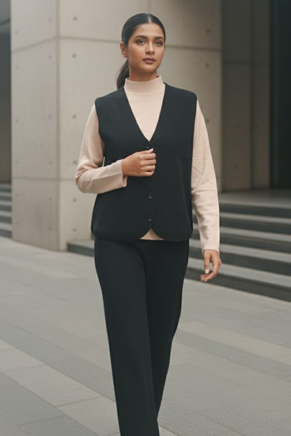 Stretch Knit Waistcoat Co-ord Set | Free Size | Size-Inclusive Fit