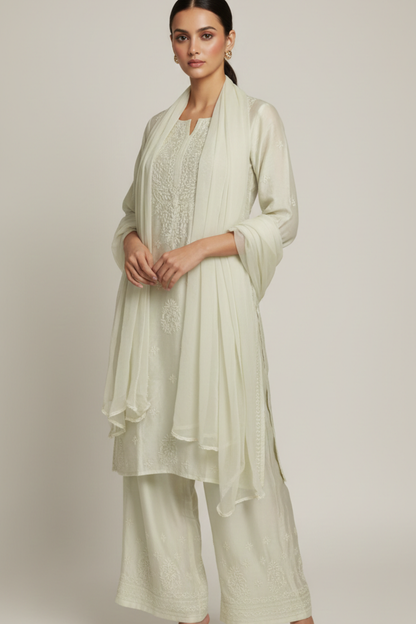 Pure Chanderi Muslin Handwork 3pc Set