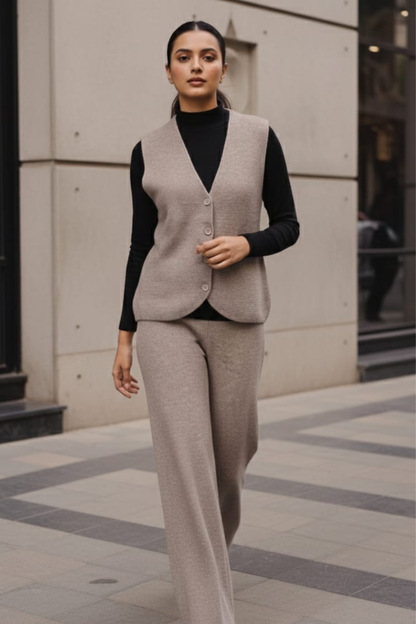 Stretch Knit Waistcoat Co-ord Set | Free Size | Size-Inclusive Fit