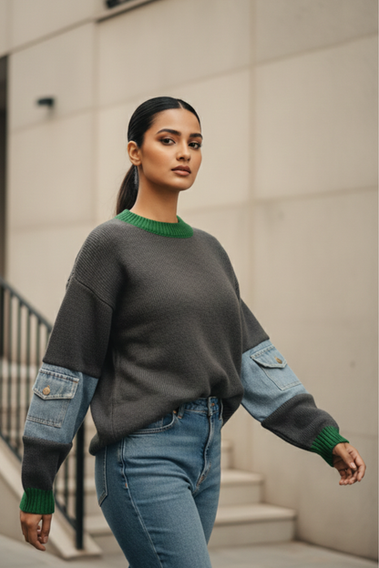 Denim Knit Sweater