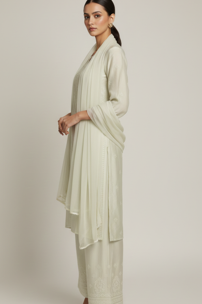 Pure Chanderi Muslin Handwork 3pc Set
