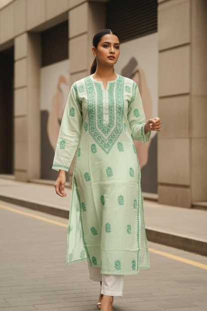 Lehariya Chikan Kurti