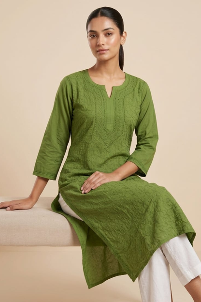 Premium Muslin Jaal Handwork Kurti