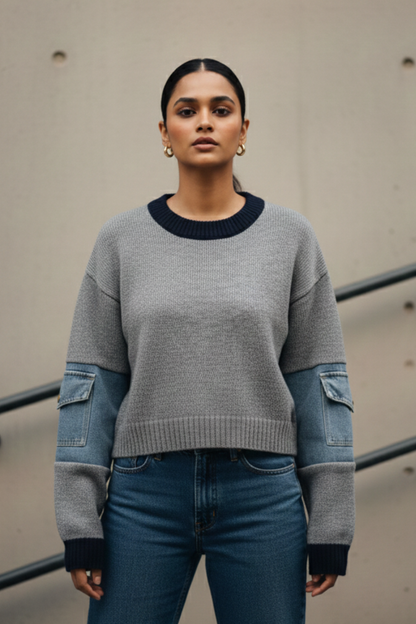 Denim Knit Sweater