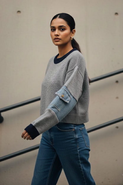 Denim Knit Sweater