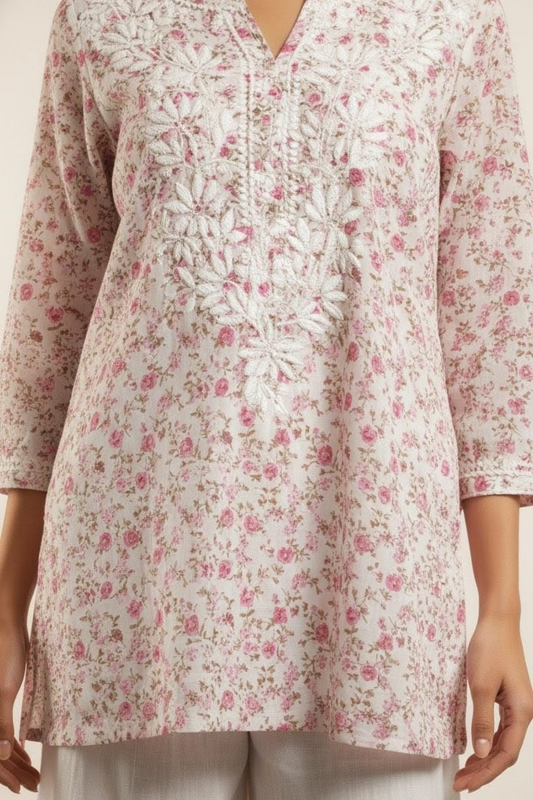 Flower Print Mal Short Kurti