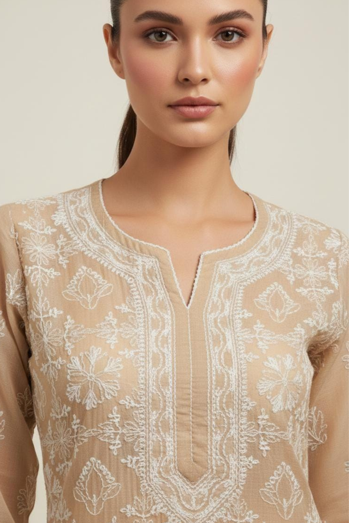 Premium Malmal Jaal Net Handwork Kurti