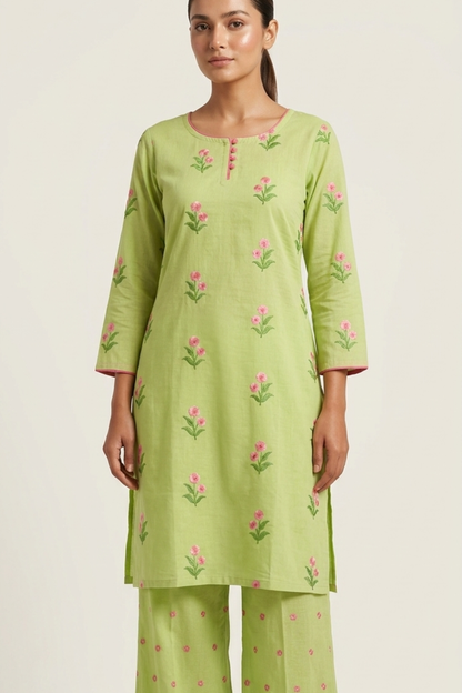 Floral Embroidery Plazo Set