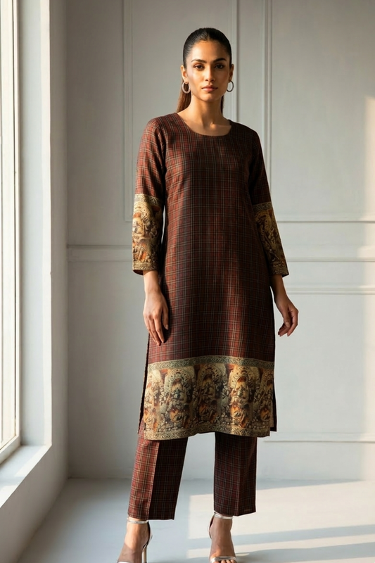 Checked Kurta Co-ord Set