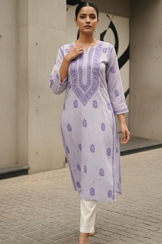 Lehariya Chikan Kurti