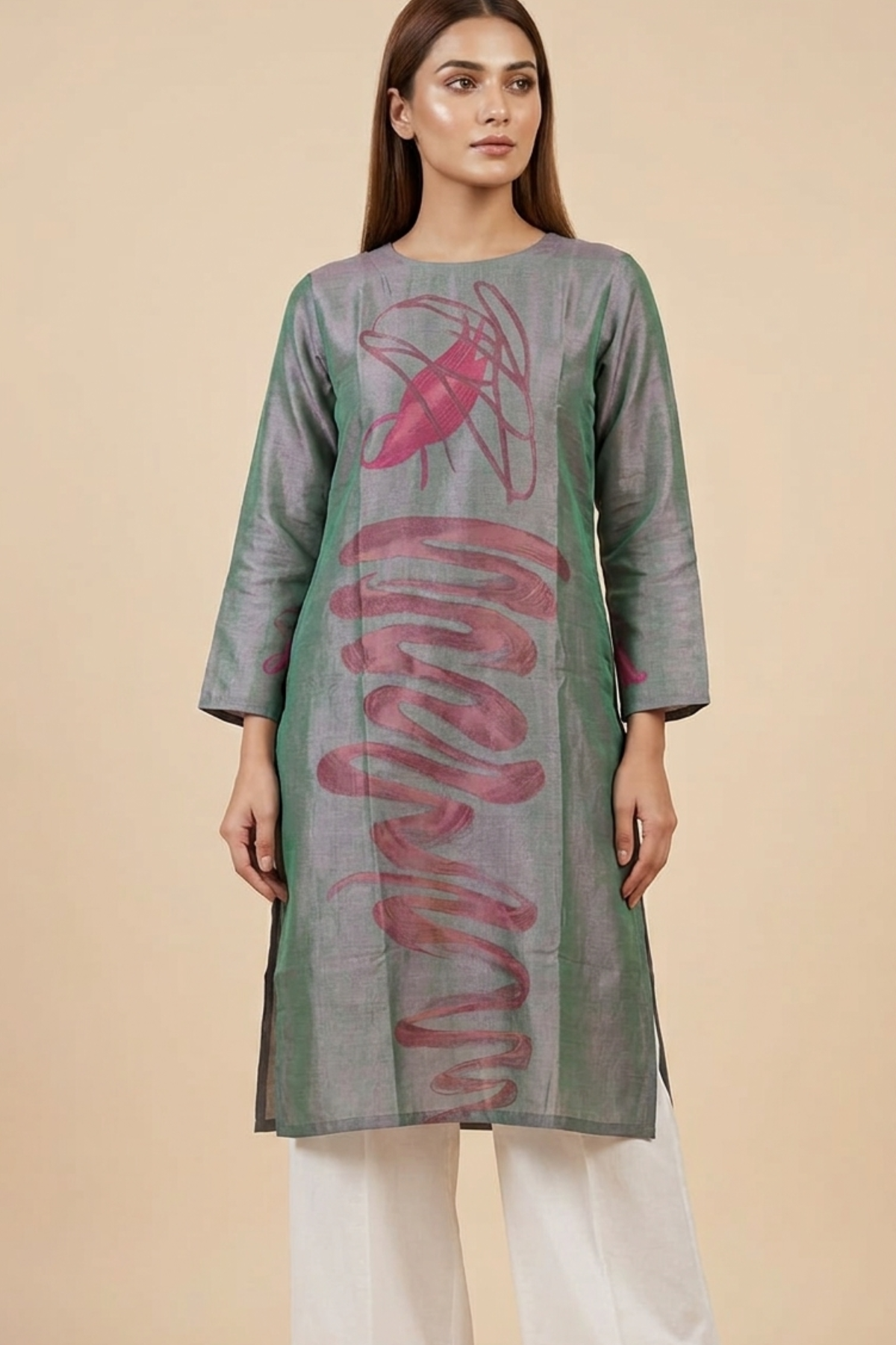 Silk Abstract Kurti