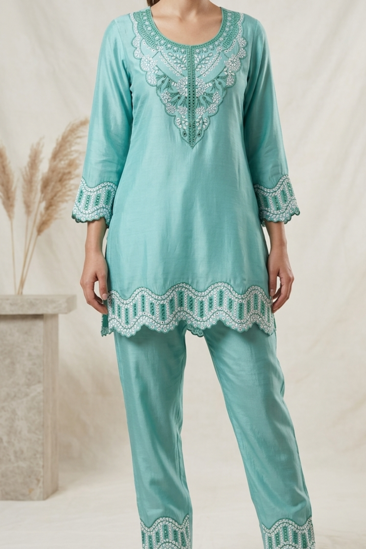 Muslin Embroidery Co-ord Set