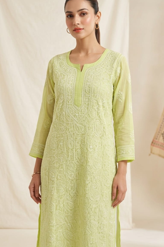 Georgette Resham Thread Handwork Kurti