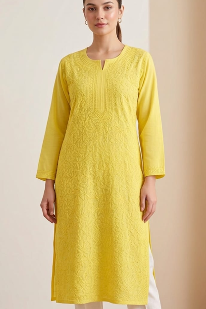 Premium Muslin Jaal Handwork Kurti