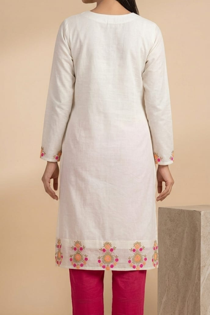 Embroidered Muslin Long Kurti