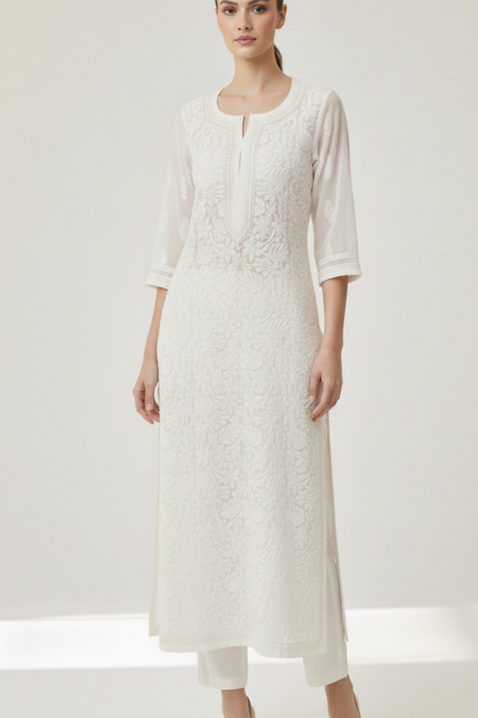 Premium Georgette Full Jaal Handwork Kurti