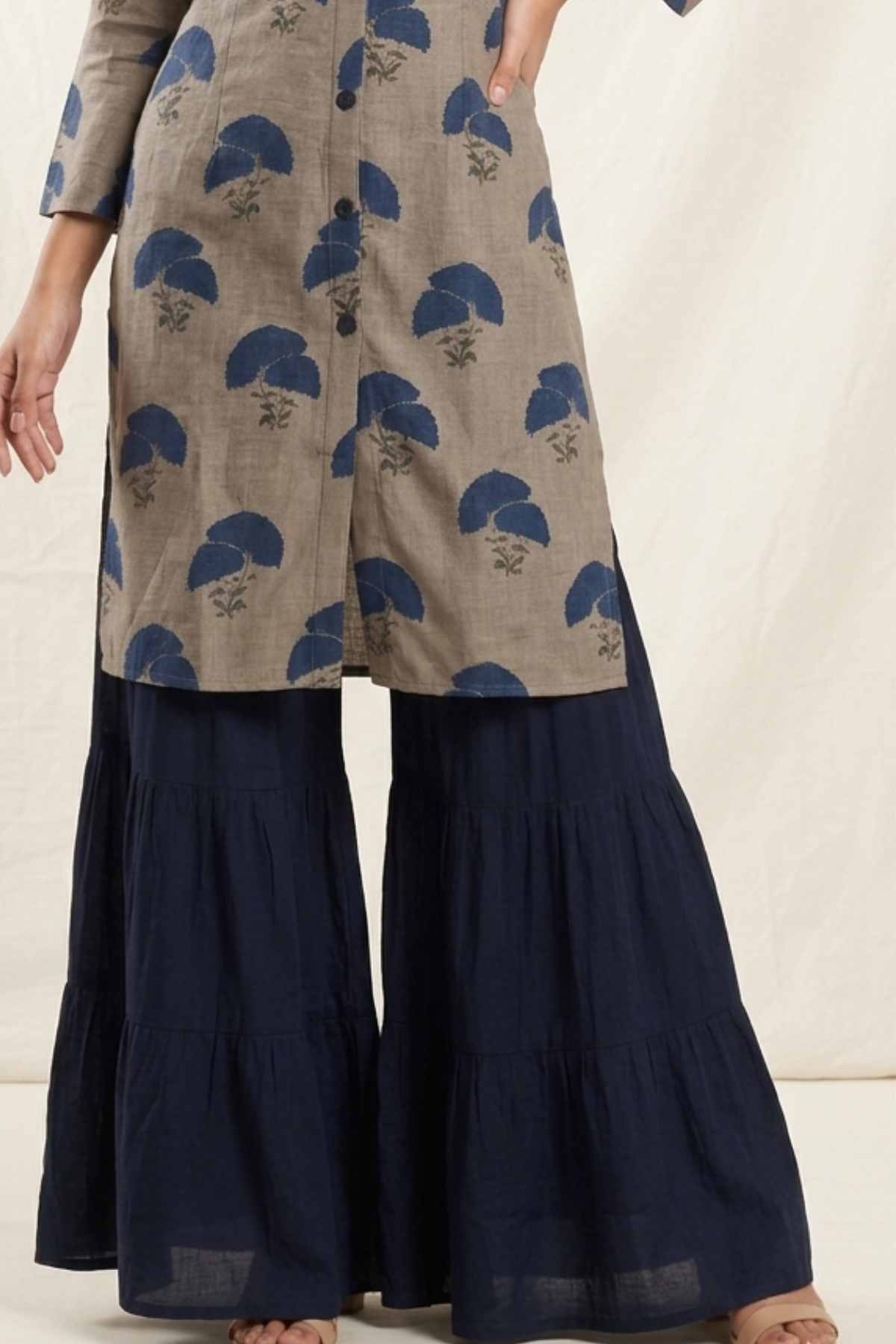 Muslin Flower Print Garara Set