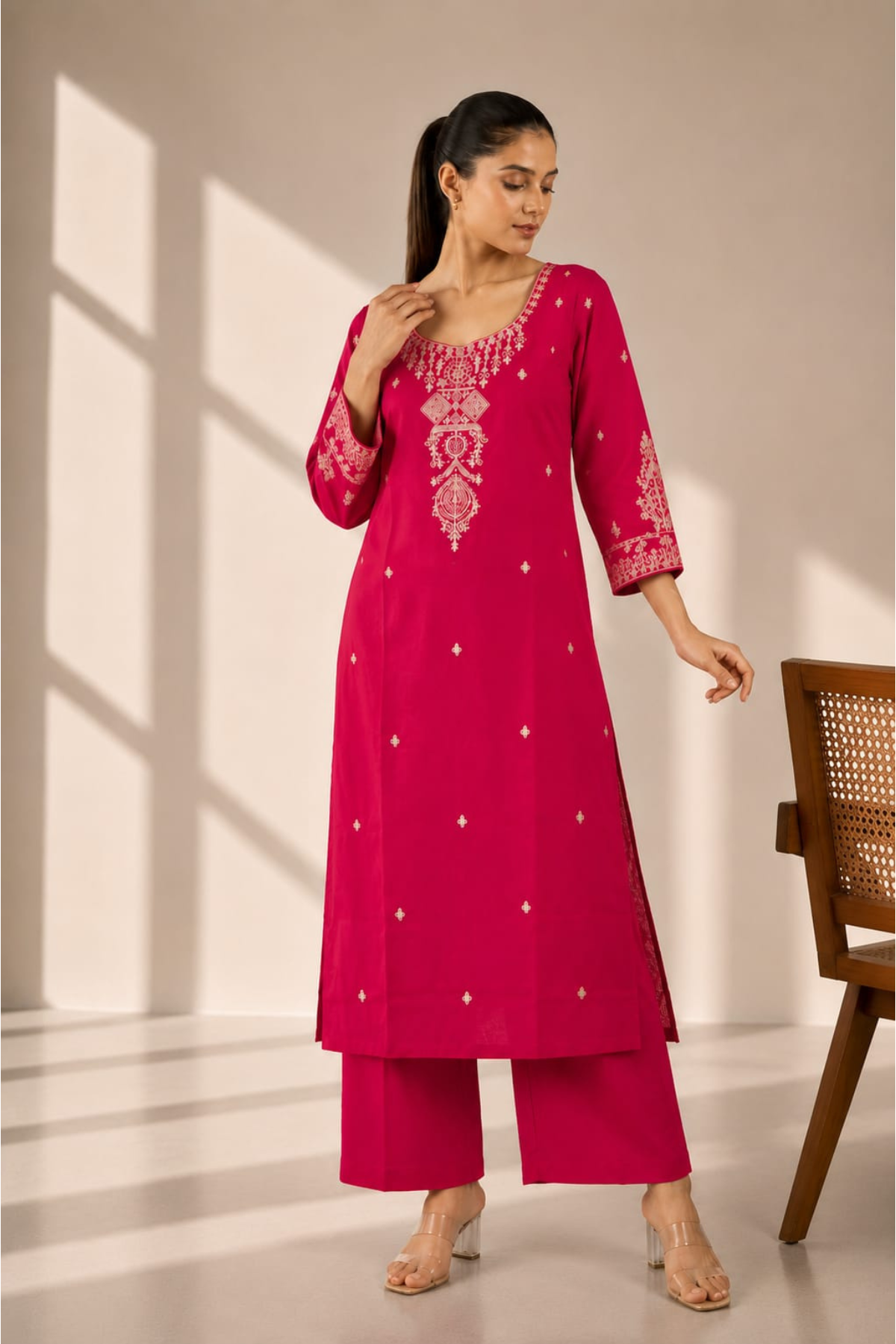 Roman Mal Cotton With Muslin Dupatta 3pc Set