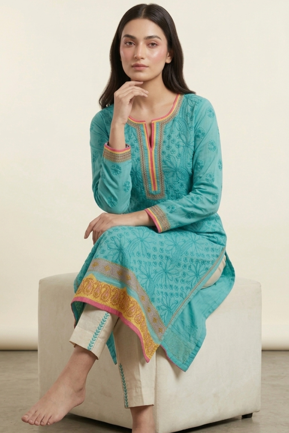 Cotton Kurti fancy Work
