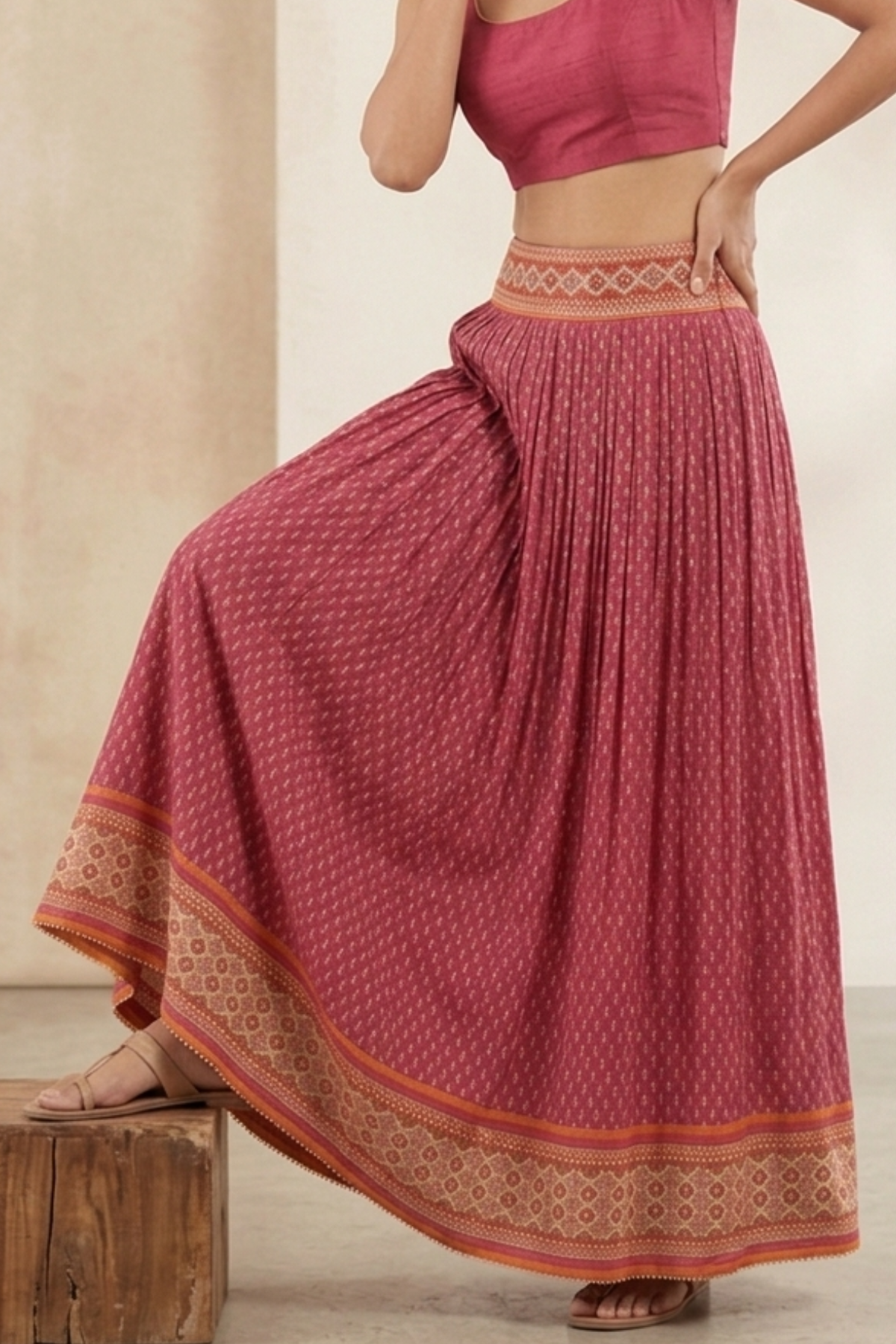 Mirror Work Cotton Skirt