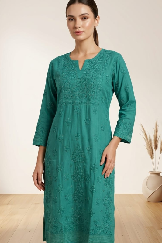 Premium Pure Chanderi Mukesh Handwork Kurti