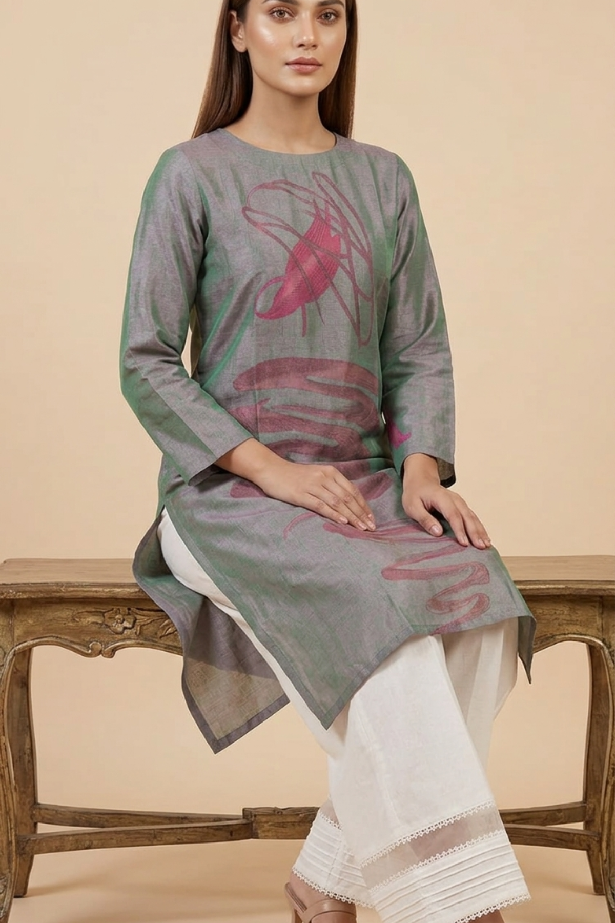 Silk Abstract Kurti